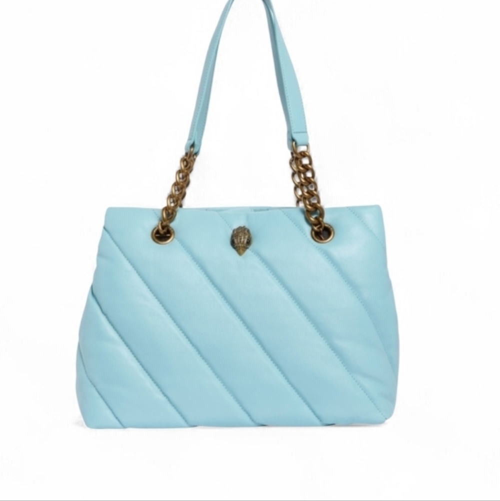 Kurt Geiger Light Blue Quilted Shoulder Bag with Gold Chain